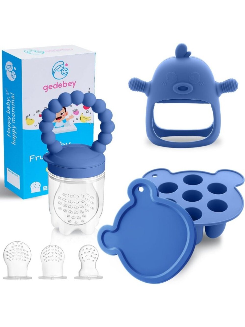 3-in-1 Baby Food Feeder Set - Silicone Popsicle Mold, Teething Toy, BPA Free, 3